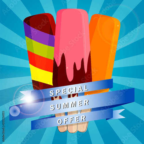 4316718 Delicious ice cream on a light background. Vector illustration.