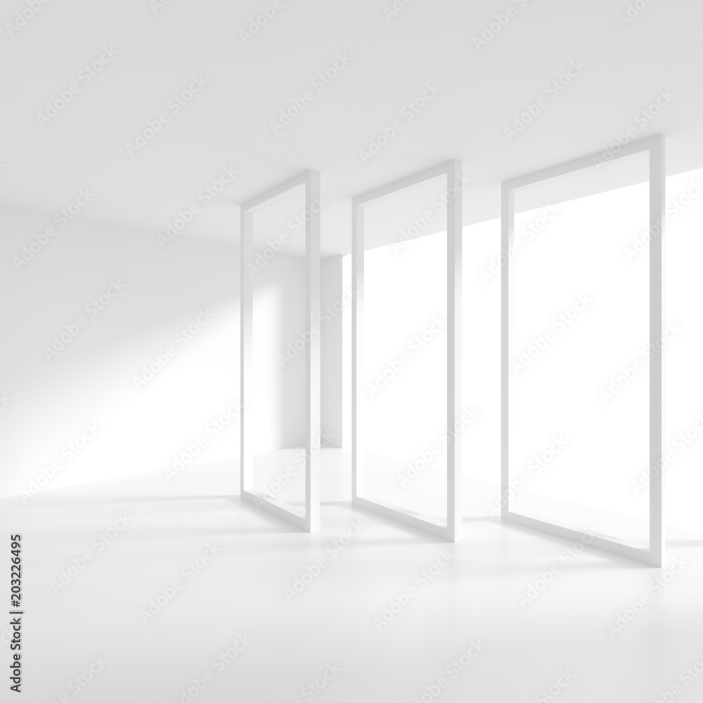 Modern Interior Design. Empty Room with Window Frame. Minimal Abstract Background Modern Interior Design. Empty Room with Window Frame. Minimal Abstract Background