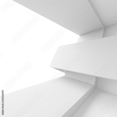 White Modern Architecture Background. Abstract Building Blocks. Minimal Geometric Shapes Design