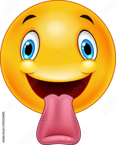 Cartoon emoticon sticking out a tongue