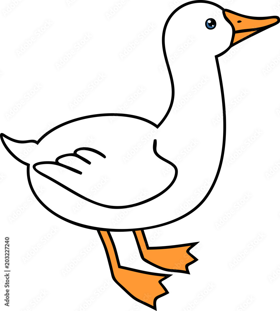 Cute cartoon white goose on white background Cute cartoon white goose on white background