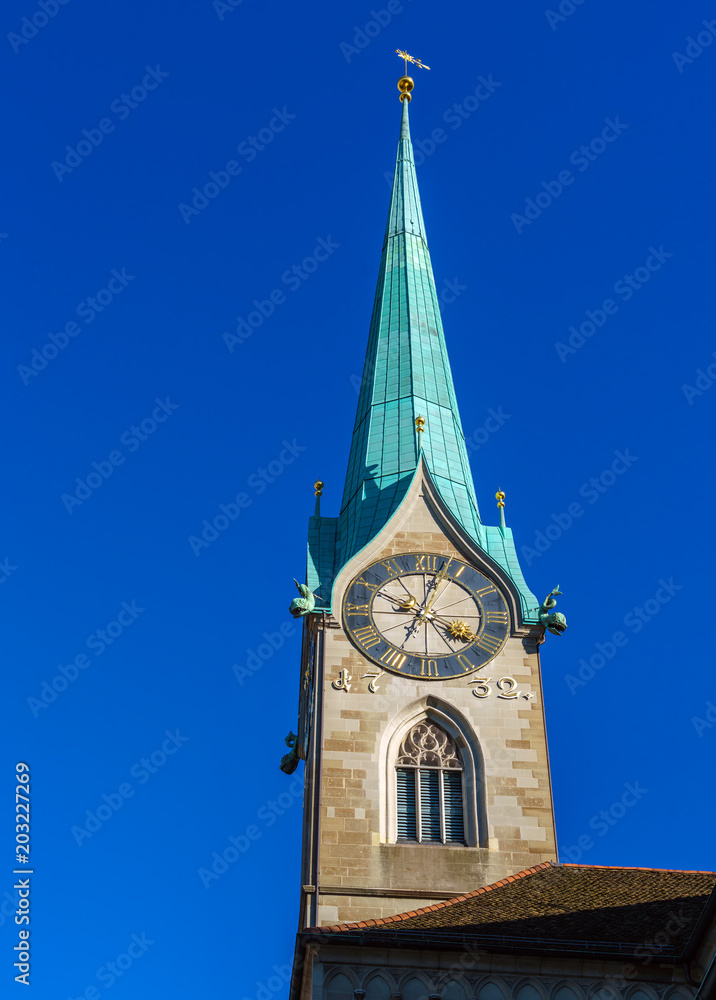 Tower clock of Fraumunster church, Zurich, Switzerland