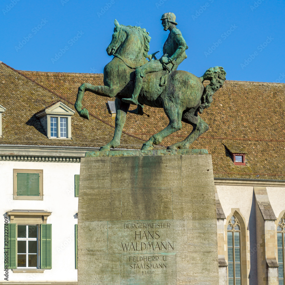 Obraz premium The equestrian monument to Hans Waldmann (1937), Zurich, Switzerland