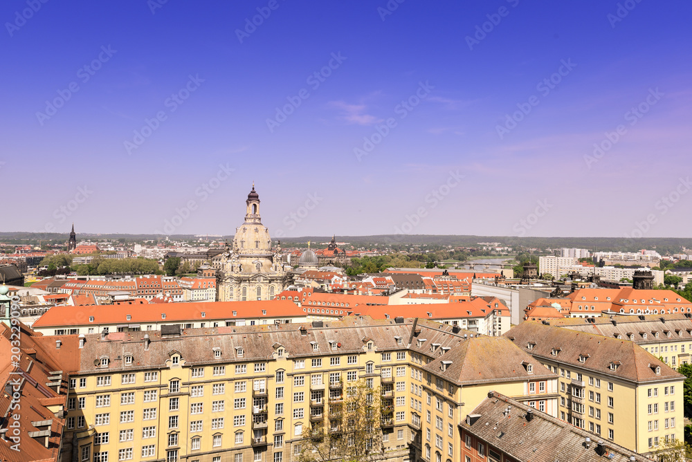 Panorama of the city skyline at in Dresden, Saxony, Germany, Europe.