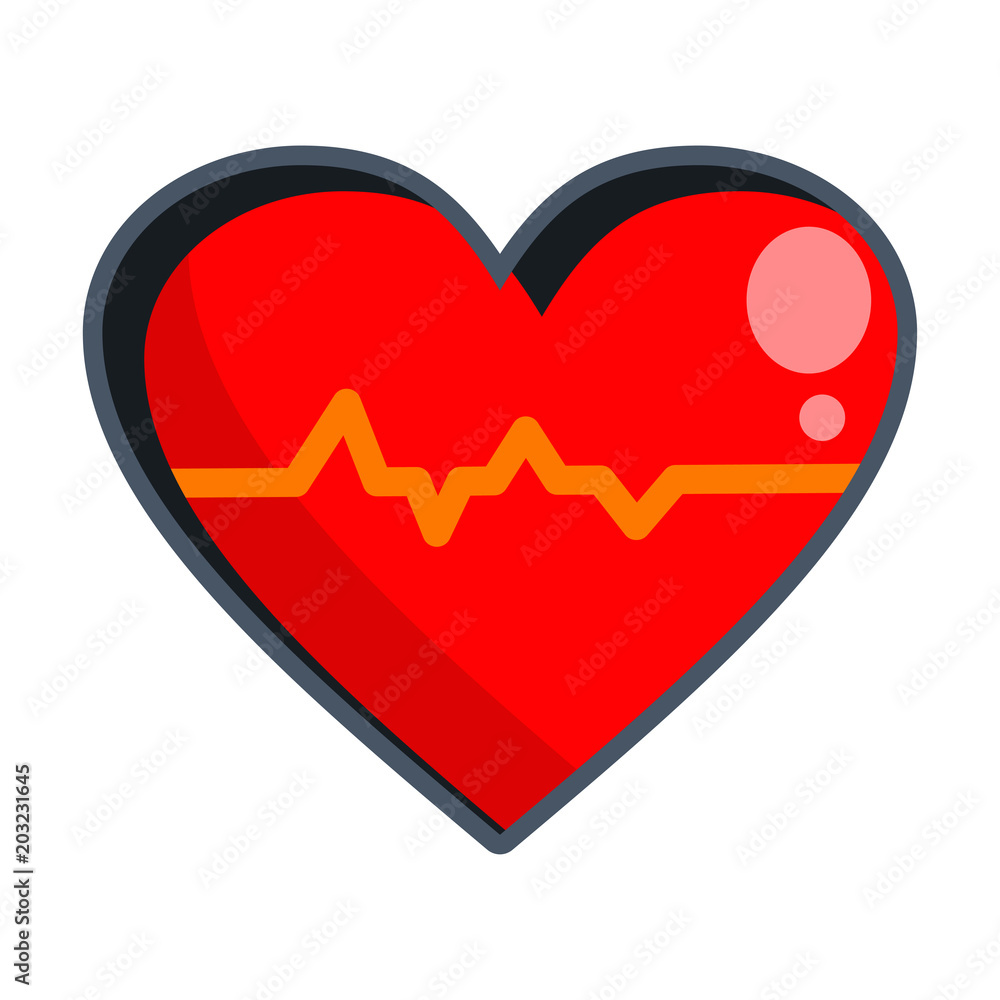 Red heart with a cardiogram. Medical vector illustration isolated on white background. Red heart with a cardiogram. Medical vector illustration isolated on white background.
