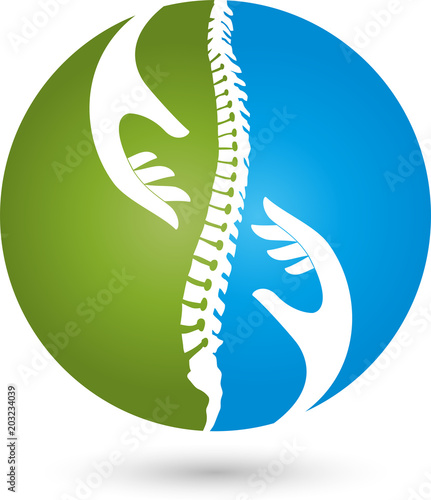 Hände, Wirbelsäule, Massage, Medizin, Orthopädie, Logo
