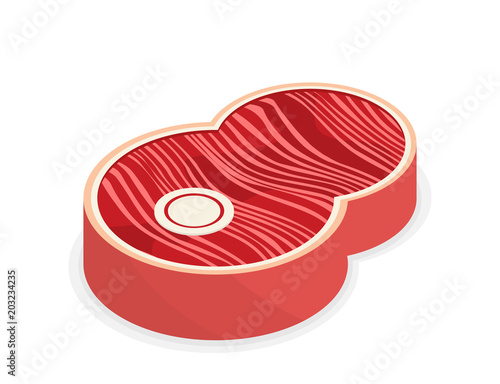 Flat design fresh raw beef steak vector