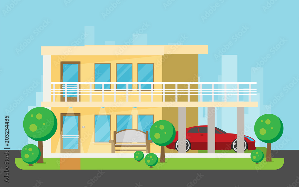 Flat Residential House. Vector illustration. Flat Residential House. Vector illustration.