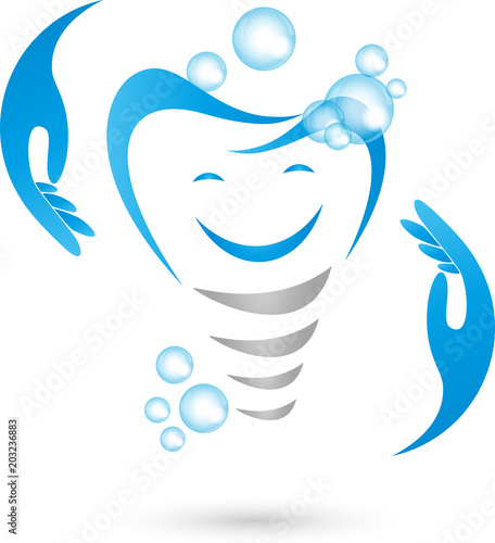 Zahnimplantat, Hände, Zahnpflege, Lächeln, Zahnmedizin, Logo