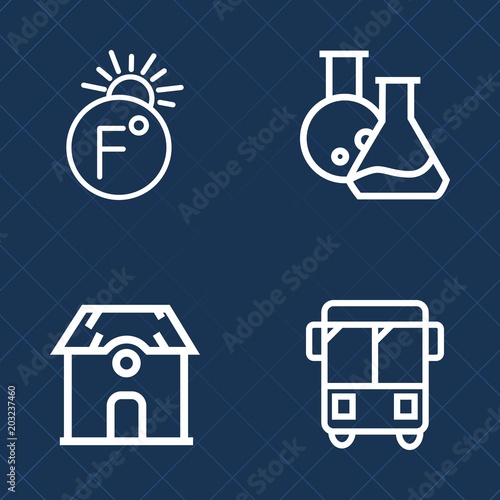 Premium set of outline vector icons. Such as building, traffic, science, thermometer, tool, dental, home, meteorology, travel, architecture, speed, climate, medicine, degree, street, modern, urban