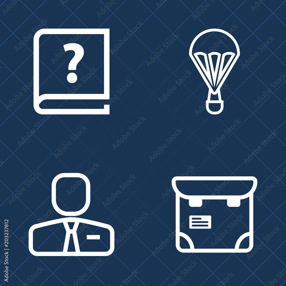 Premium set of outline vector icons. Such as skydiver, paper, businessman, employee, author, handwritten, graphic, phone, parachuting, book, skydive, pass, vintage, sport, extreme, person, one, pen Premium set of outline vector icons. Such as skydiver, paper, businessman, employee, author, handwritten, graphic, phone, parachuting, book, skydive, pass, vintage, sport, extreme, person, one, pen