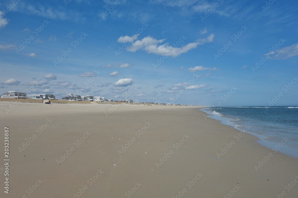 The long sand beach in Beach Haven on the Jersey Shore on Long Beach Island, New Jersey 