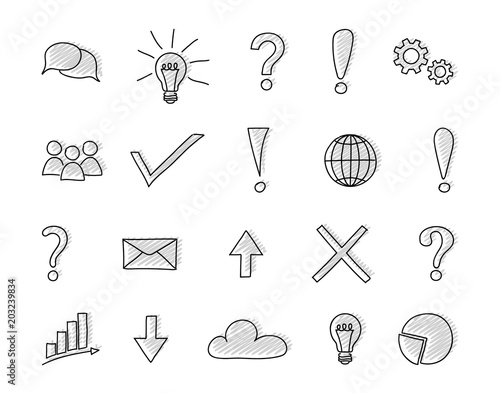 Set of business and finance icons - funny sketch. Vector.