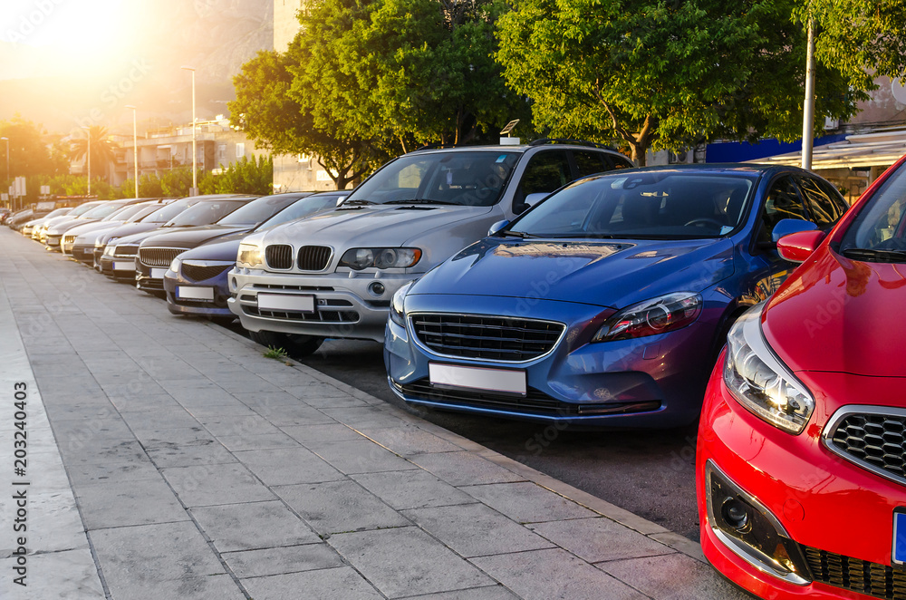 Parking at sunset. Parking at sunset.