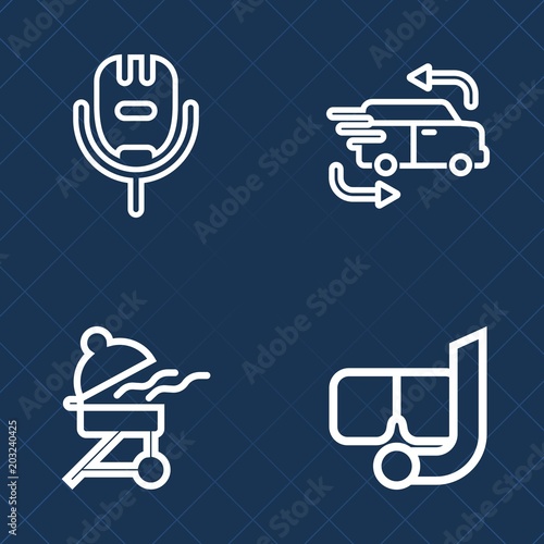Premium set of outline vector icons. Such as hot, beach, sport, underwater, sing, delivery, musical, studio, service, sound, microphone, fire, vehicle, grill, meat, cooking, truck, car, voice, food © Amid