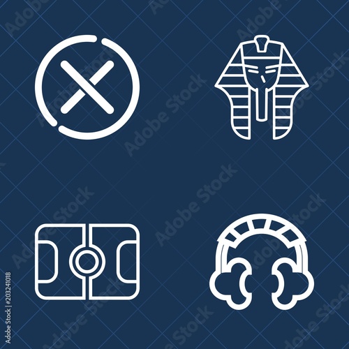 Premium set of outline vector icons. Such as play, device, sport, shape, football, technology, ancient, game, negative, headset, audio, circle, modern, equipment, pharaoh, goal, religion, sound, glyph