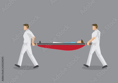 Carrying Stretcher Cartoon Vector Illustration