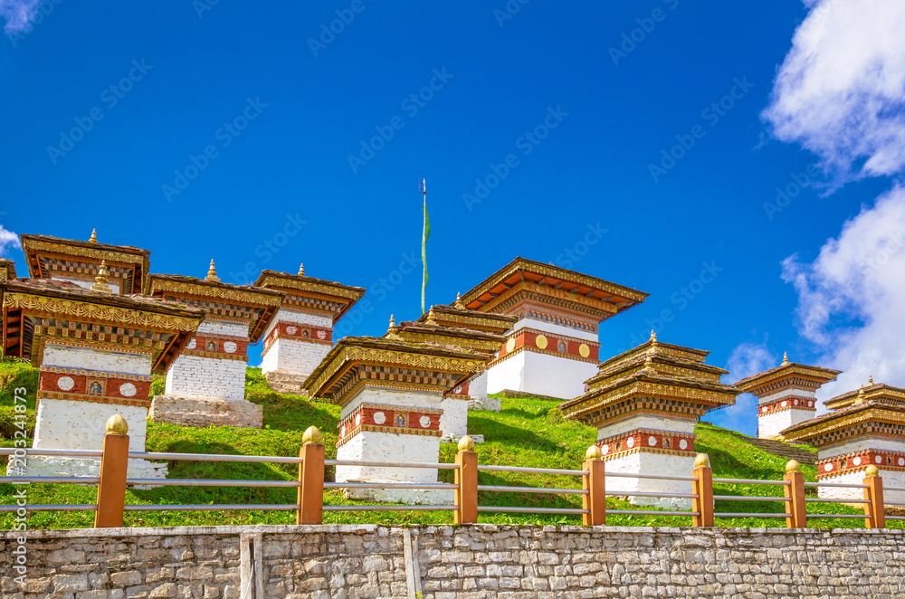 Dochula pass, Timpu city, Bhutan - obrazy, fototapety, plakaty 