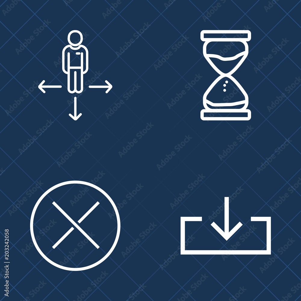 Premium set of outline vector icons. Such as internet, hour, cross, no, close, pin, destination, time, technology, delete, hourglass, arrow, map, website, city, pointer, location, clock, way, measure