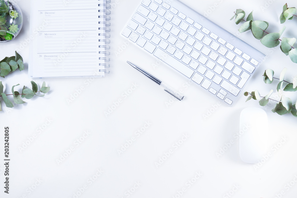 Flat lay home office workspace Flat lay home office workspace