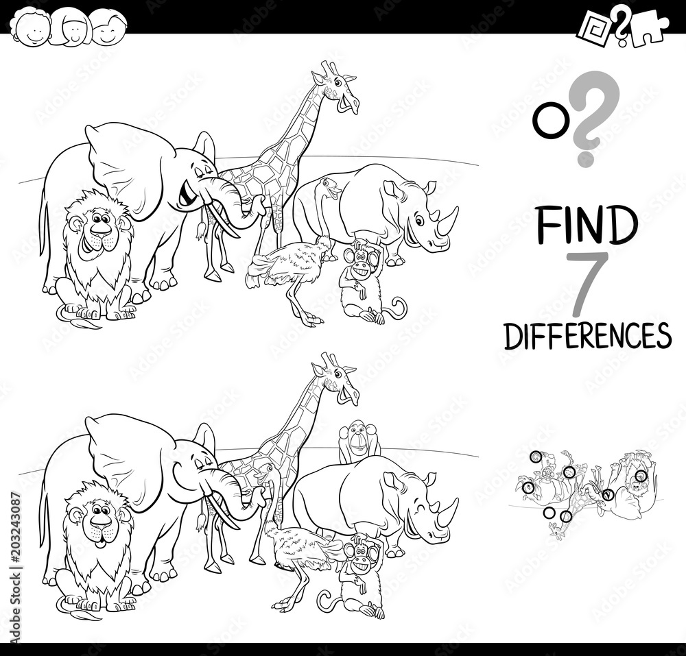 differences game with wild animals color book differences game with wild animals color book