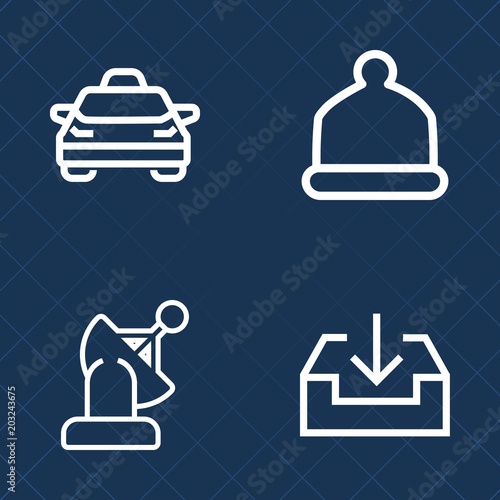 Premium set of outline vector icons. Such as city, solar, cab, space, orbit, hat, science, road, business, cap, transport, button, global, navigation, communication, taxi, arrow, head, object, planet
