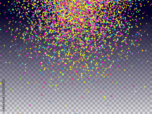 Confetti background. Holiday vector. Celebration, festival, winning or carnival concept. Bright sparkles. Colorful confetti pieces illustration for web design, creative projects or printed products.