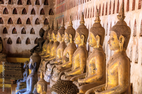 Old buddha in the temple of Vientiane, capital of Laos.