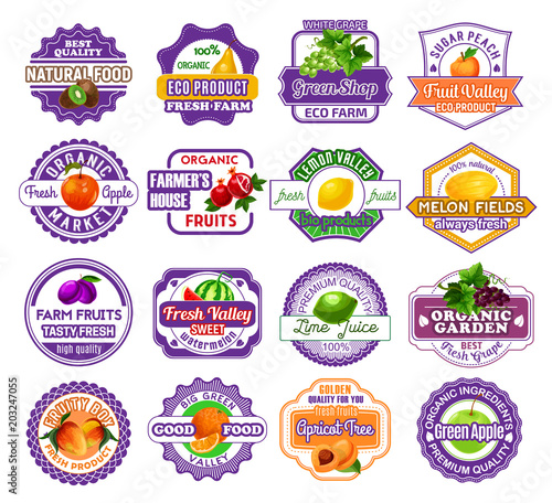 Fruit and berry label for food and drink design