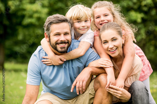 Harmonic family with two happy children