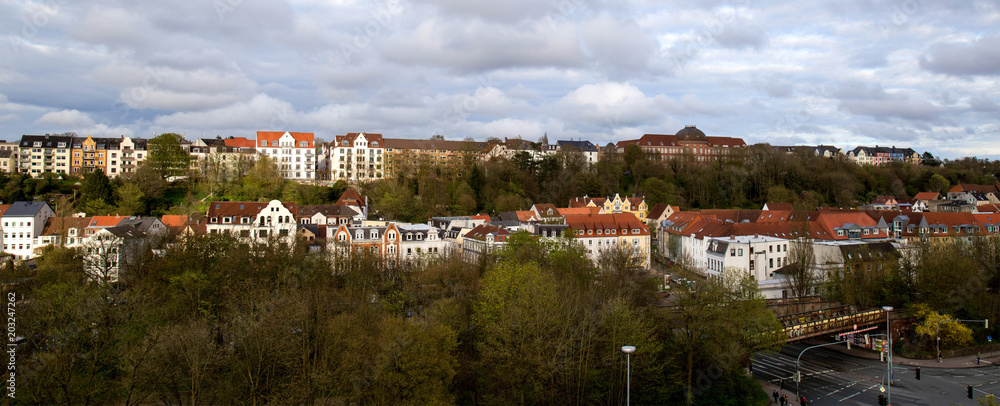 Panoram Blick auf Flensburg / Jürgensby mit Goethe-Schule