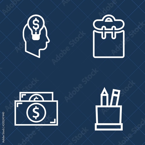 Premium set of outline vector icons. Such as mobile, pretty, business, white, bulb, ransack, smart, box, concept, idea, office, pass, cash, colorful, people, stationery, innovation, coin, professional