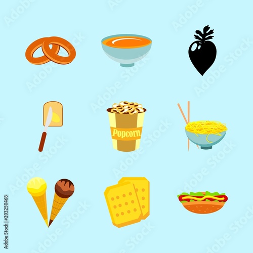 icons about Food with vitamin, fast food, sweet, dinner and eat