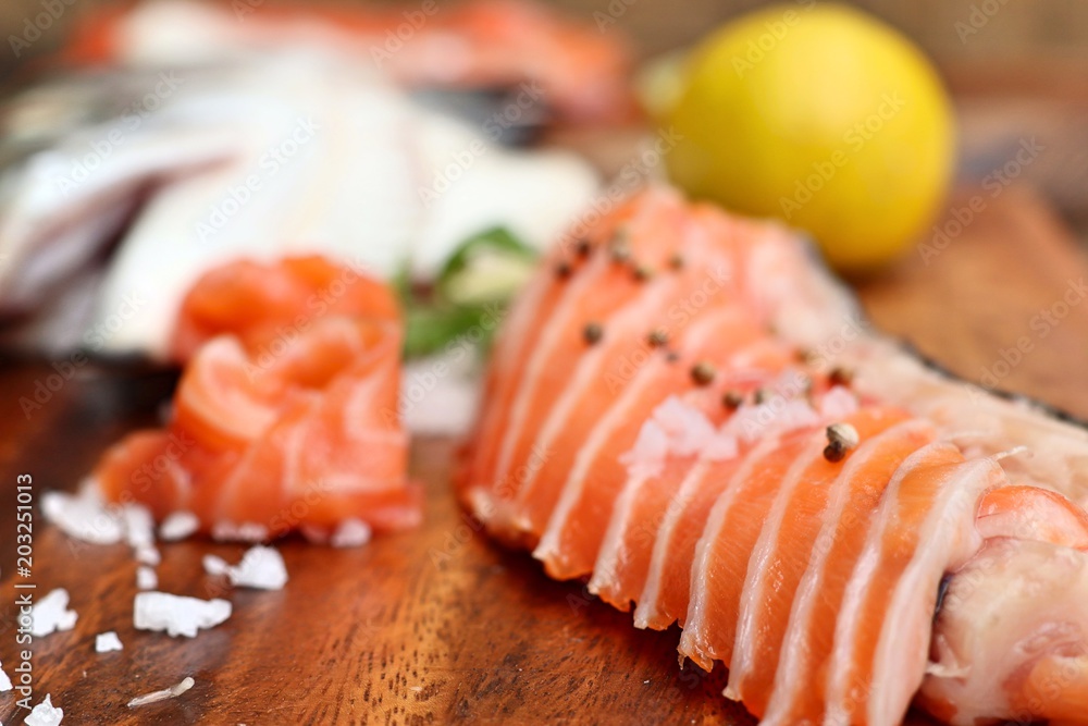 raw slice of salmon raw slice of salmon