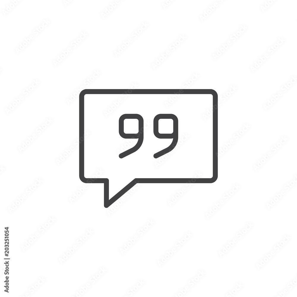 Speech bubble with punctuation outline icon. linear style sign for mobile concept and web design. Quote simple line vector icon. Symbol, logo illustration. Pixel perfect vector graphics Speech bubble with punctuation outline icon. linear style sign for mobile concept and web design. Quote simple line vector icon. Symbol, logo illustration. Pixel perfect vector graphics