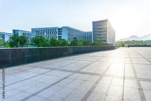 city skyline with marble floor