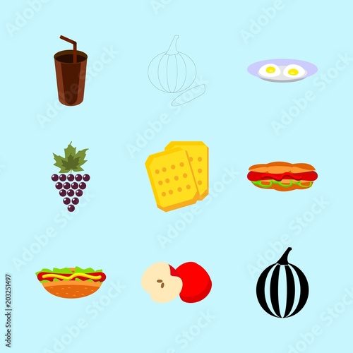 icons about Food with andy, hotdog, sugar, egg and aroma