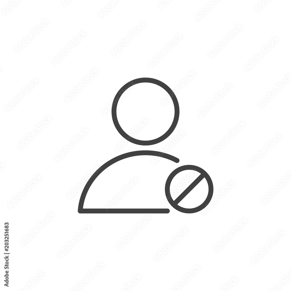 Prohibition user outline icon. linear style sign for mobile concept and