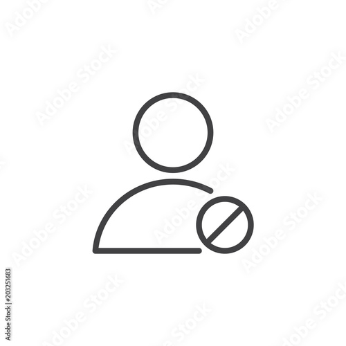 Prohibition user outline icon. linear style sign for mobile concept and web design. Blocked profile simple line vector icon. Symbol, logo illustration. Pixel perfect vector graphics