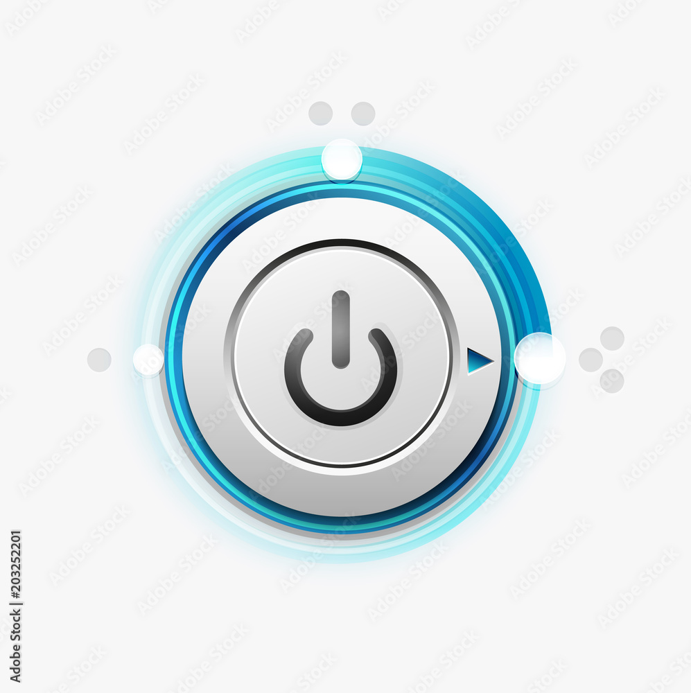 Power button technology logo, digital art techno concept, on off icon Power button technology logo, digital art techno concept, on off icon