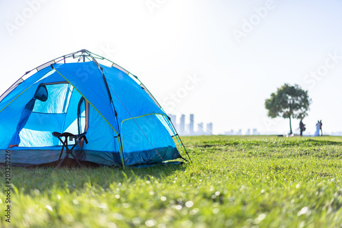 camping tent on the grassland