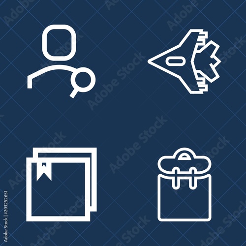Premium set of outline vector icons. Such as people, organize, sign, airliner, aviation, paper, business, technology, transportation, professional, one, online, airplane, air, aircraft, document, file