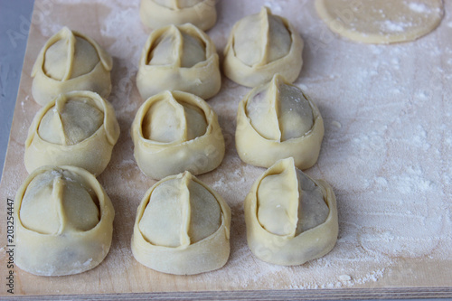 Dumplings of thin dough stuffed