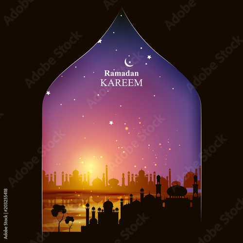 Islamic celebration background with text Ramadan Kareem