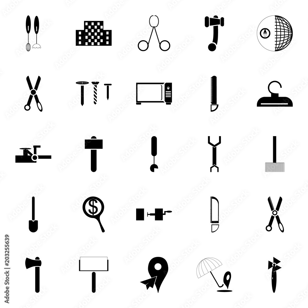 Obraz premium instruments and tools icons set