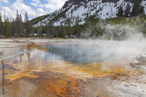 Yellowstone geyser colorful pool