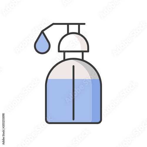 Liquid soap, shampoo or shower bath, Filled outline icon