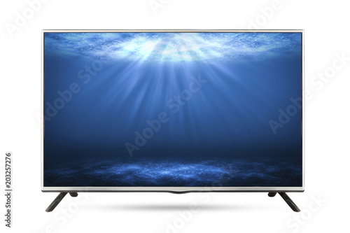 TV flat screen deep sea isolated white background. photo