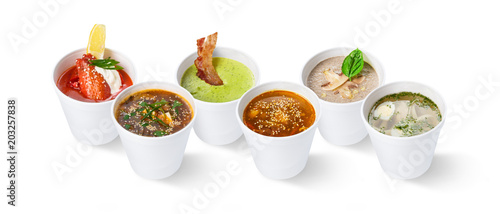 Wallpaper Mural Set of various restaurant soups, isolated on white Torontodigital.ca