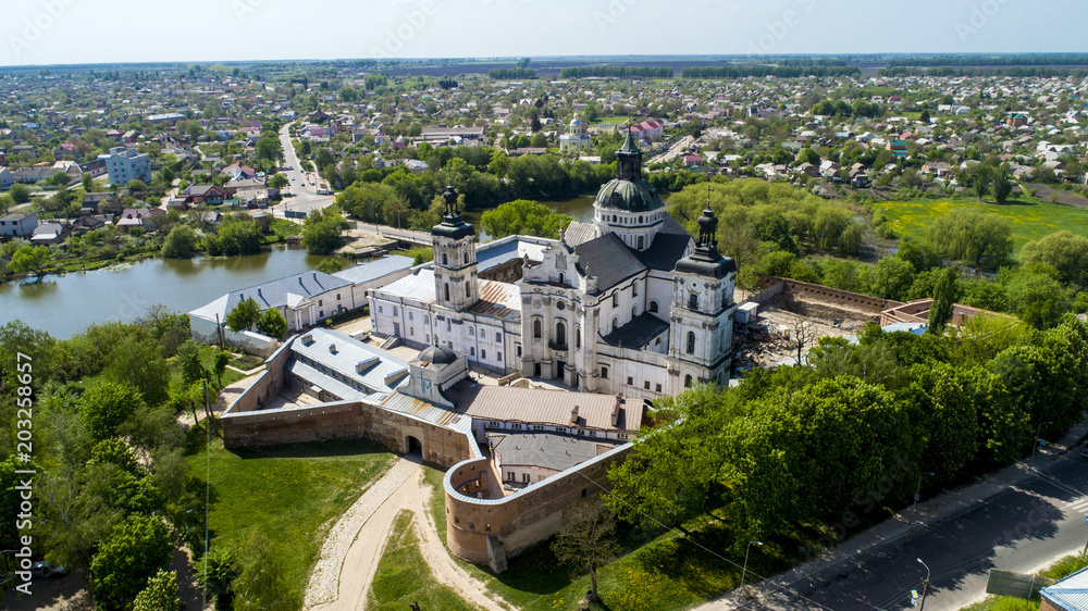 Aerial view of Monastery of the bare Carmelites in Berdichev, Ukraine